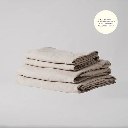 Completo letto in lino naturale al 100% Oeko-Tex®